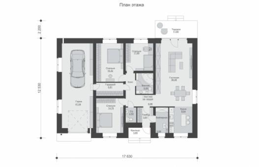 Одноэтажный дом с тремя спальнями и гаражом